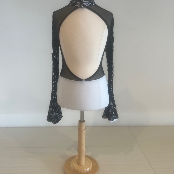 Dance Costume - CH XL - Black and White Leotard lace stoned/ LA Dance - Picture 4 of 4